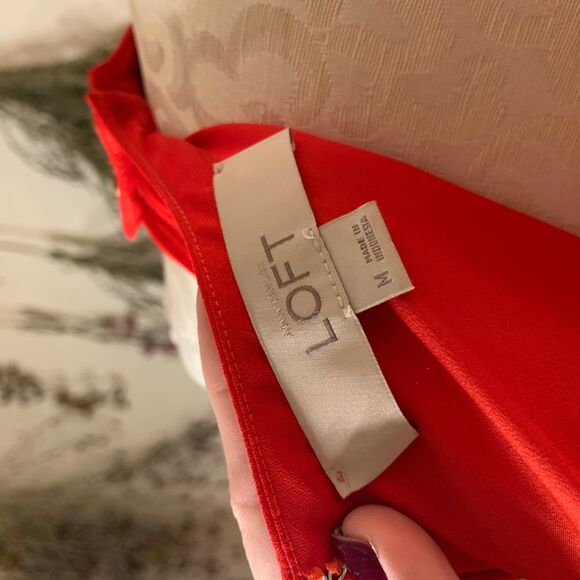 Ann Taylor Loft Red Pleated A Line Swing Dress Medium - Picture 6 of 8